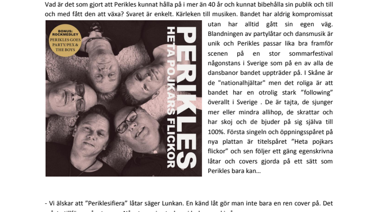 Perikles "Heta Pojkars Flickor" Ny cd släpps 26 Juni