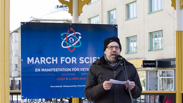 Karl Andersson - en av talarna under March for Science i Luleå