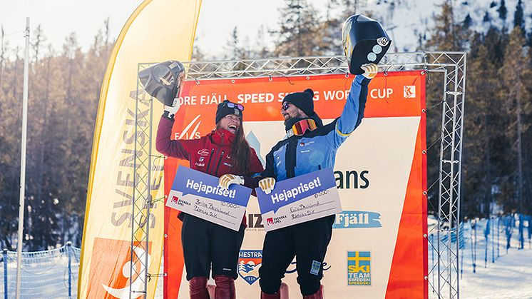 Syskonen Britta och Erik Backlund SM-vinnare och snabbaste syskonparet på skidor i Sverige. Foto: Tommy Persson