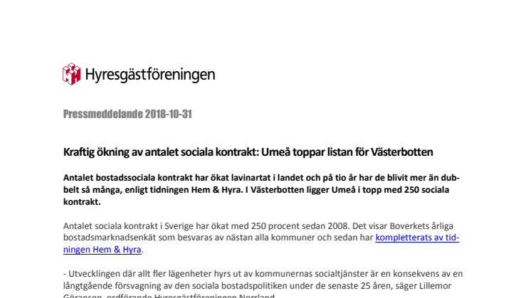 Kraftig ökning av antalet sociala kontrakt: Umeå toppar listan för Västerbotten
