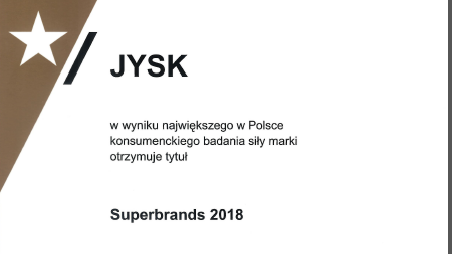 JYSK Z TYTUŁEM SUPERBRANDS 2017