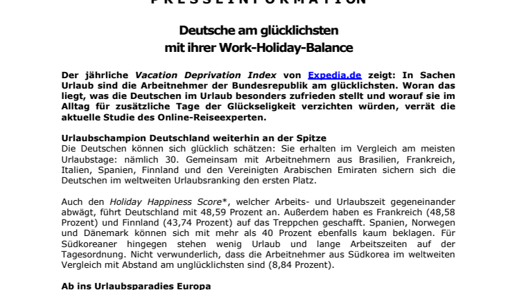 Deutsche am glücklichsten mit ihrer Work-Holiday-Balance