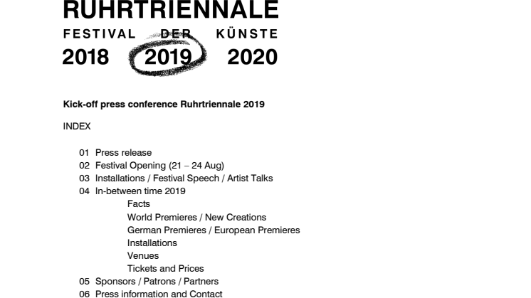 Kick-off press conference Ruhrtriennale 2019_Press kit 