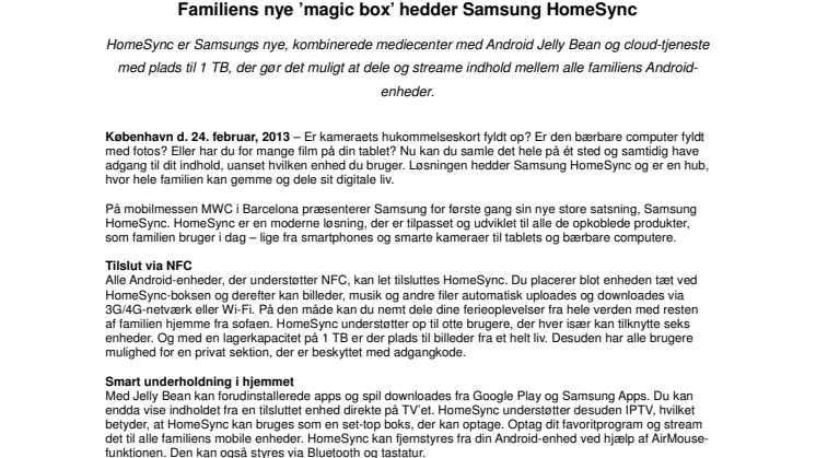 Familiens nye ’magic box’ hedder Samsung HomeSync