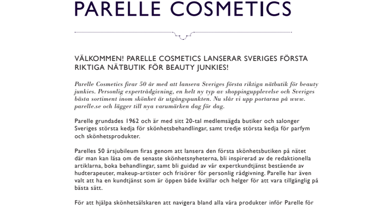 Välkommen! Parelle Cosmetics lanserar Sveriges första riktiga nätbutik för beauty junkies!