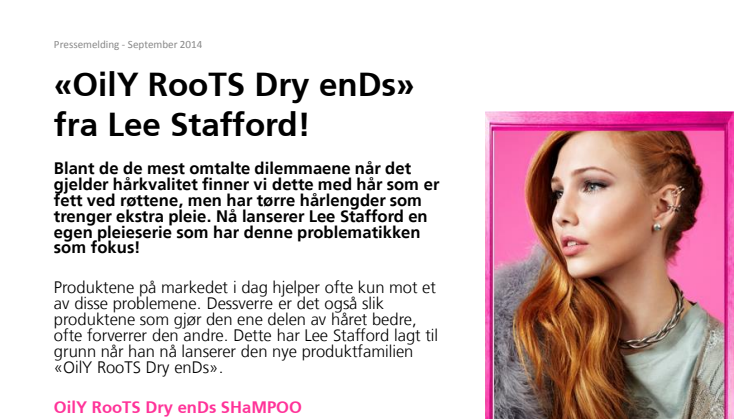 Oily Roots Dry Ends - Ny pleieserie fra Lee Stafford