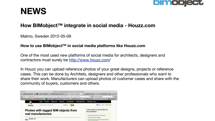How BIMobject® integrate in social media - Houzz.com