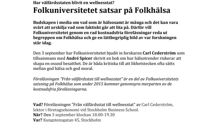 Folkuniversitetet satsar på Folkhälsa