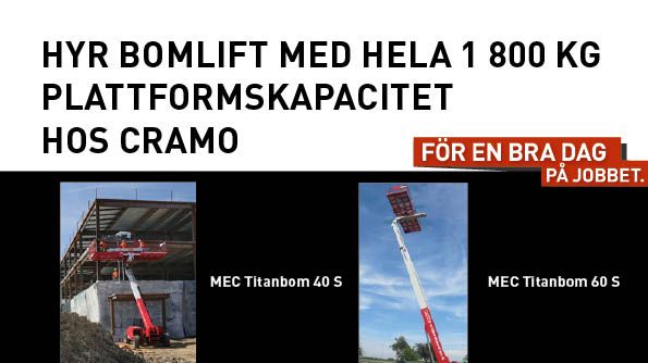 Hyr Bomlift med hela 1 800 kg plattformskapacitet hos Cramo