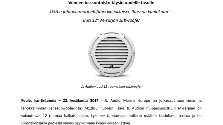 JL Audio Marine Europe: Veneen bassontoisto täysin uudelle tasolle