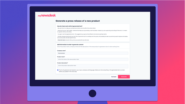 Mynewsdesk lanserar nya AI-mallar för pressmeddelanden