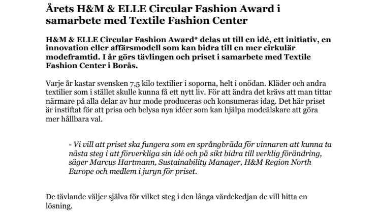 PM - Årets H&M & ELLE Circular Fashion Award i samarbete med Textile Fashion Center.pdf
