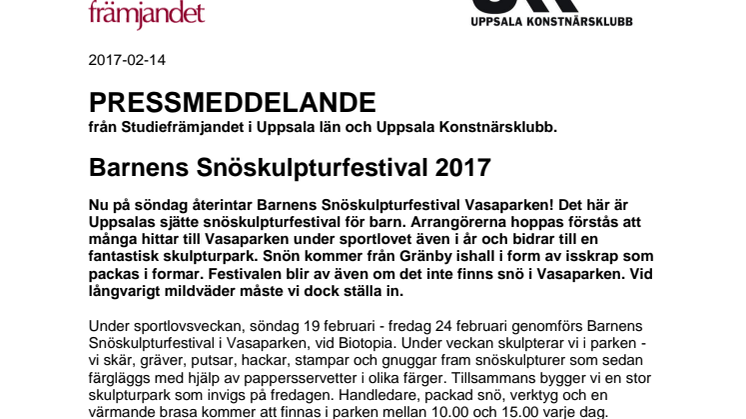 Barnens Snöskulpturfestival 2017 i Uppsala