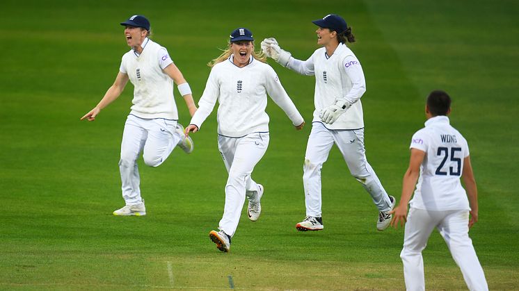 Wong celebrates her second wicket. Photo: Getty Images