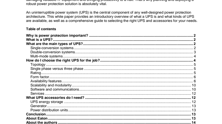 White paper: Grunderna inom UPS