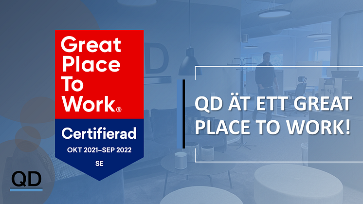 QD certifieras som ett Great Place To Work 2021!