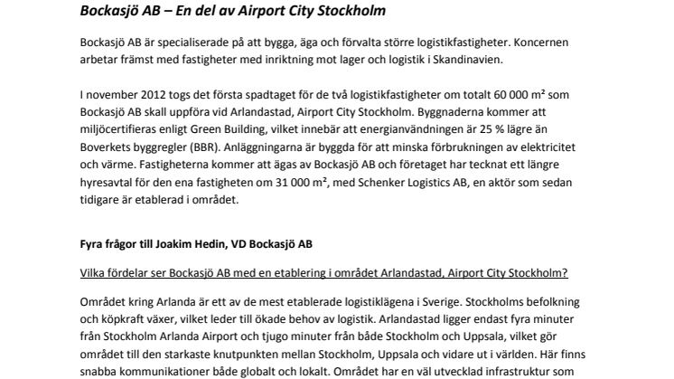 Bockasjö AB - En del av Airport City Stockholm