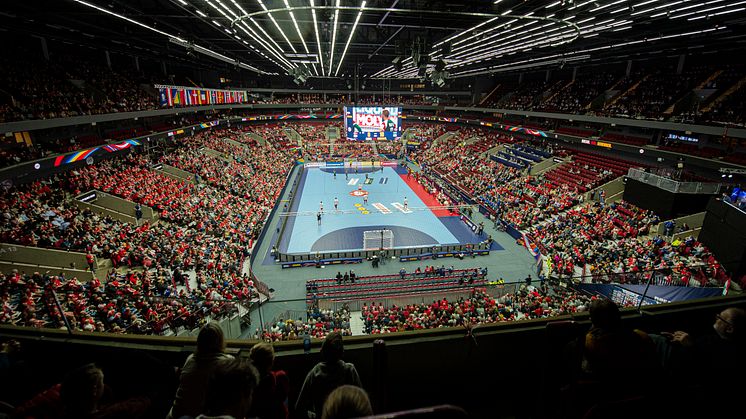 Handbolls-EM för herrar som spelades på Malmö Arena i januari 2020 var det sista stora internationella evenemang som genomfördes i Skåne innan pandemin slog till. Men nu vänder det igen för Skånes arenor och kongressanläggningar.Foto: Bobby Bannister