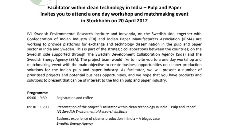 Facilitator within clean technology in India