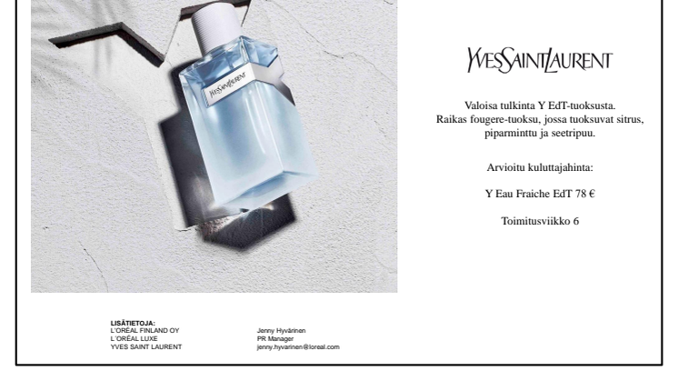 Raikas miesten fougere-tuoksu—Yves Saint Laurent Y Eau Fraiche EdT 60ml