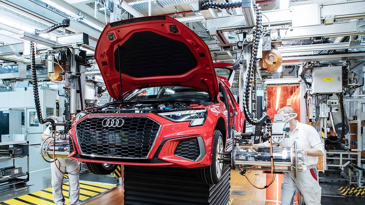 Audi A3 Sportback på produktionslinjen på Audi-fabrikken i Ingolstadt