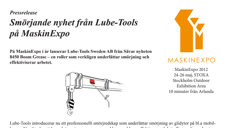 Smörjande nyhet från Lube-Tools på MaskinExpo