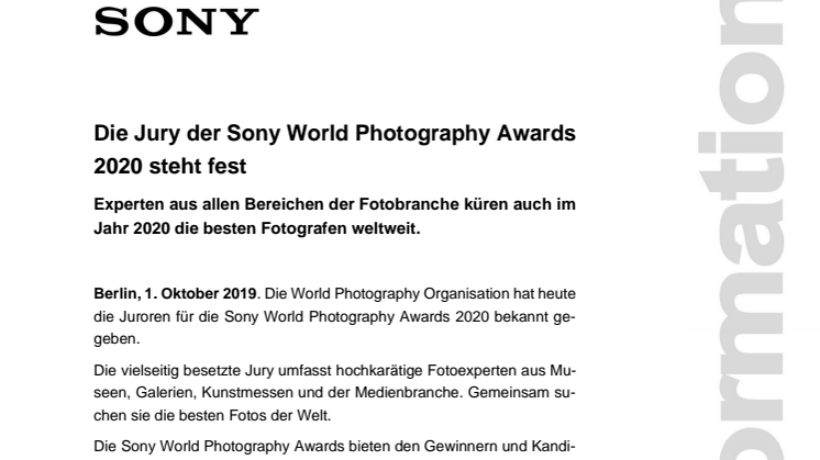 Die Jury der Sony World Photography Awards 2020 steht fest 