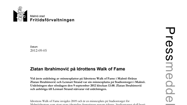 Påminnelse: Zlatan Ibrahimović på Idrottens Walk of Fame