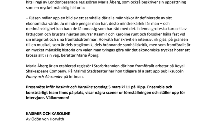 Pressmaterial till Kasimir och Karoline