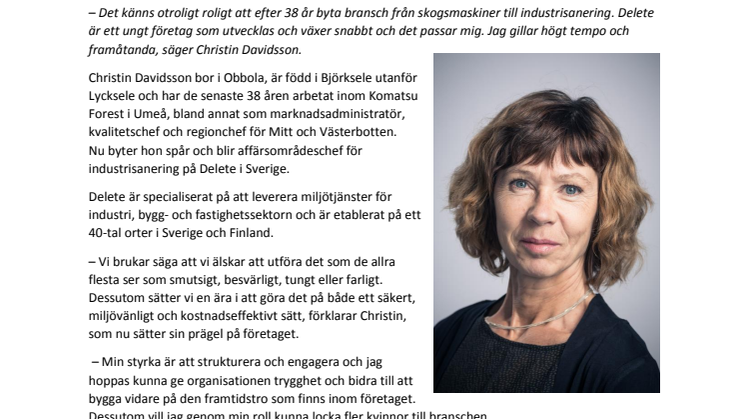 Obbolabo ny affärsområdeschef på Delete