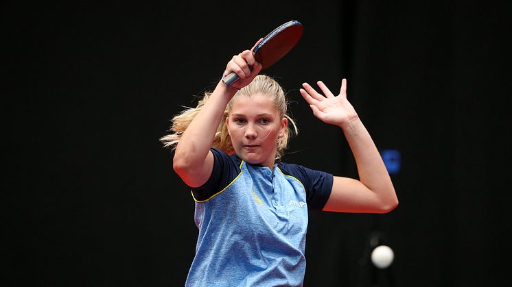 Agnes Svensson, en möjlig representant vid Ungdoms-EM 2023, under WTT-tävlingen i Helsingborg, augusti 2022. Foto: Linda Carlsson