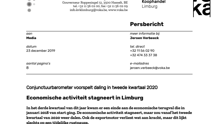 Economische activiteit stagneert in Limburg