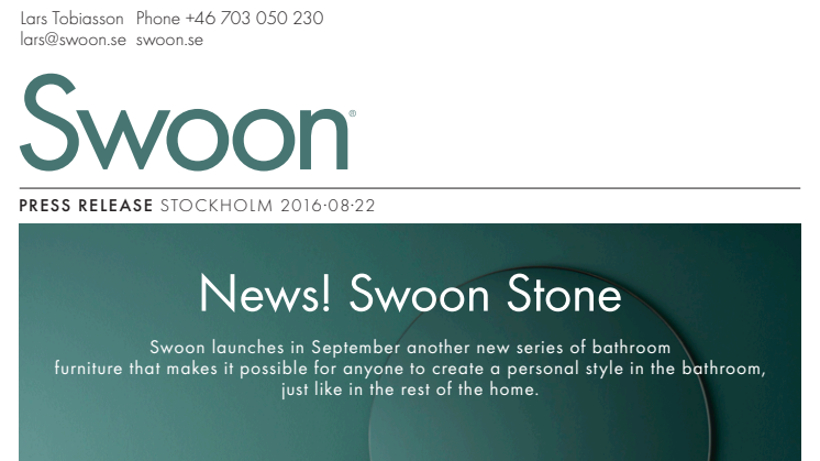Bathroom design news! Swoon Stone