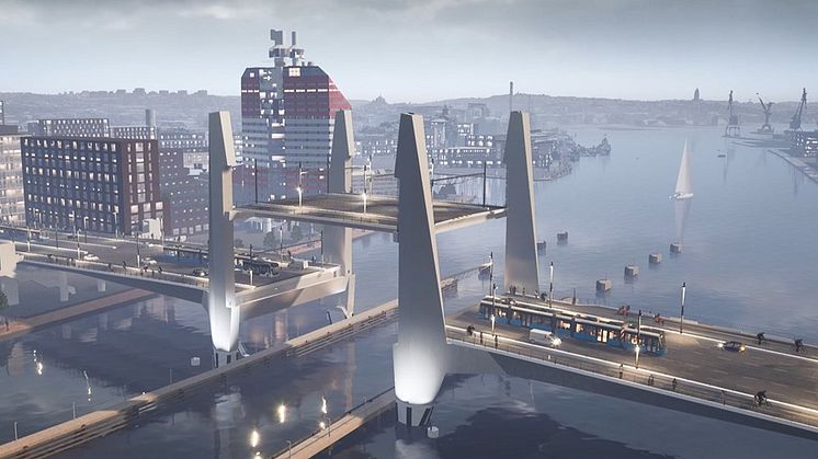 Nu kommer den sista pusselbiten över älven till Hisingsbron.