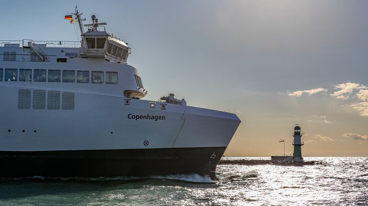 Scandlines hybrid ferry Copenhagen leaving Warnemünde/Rostock