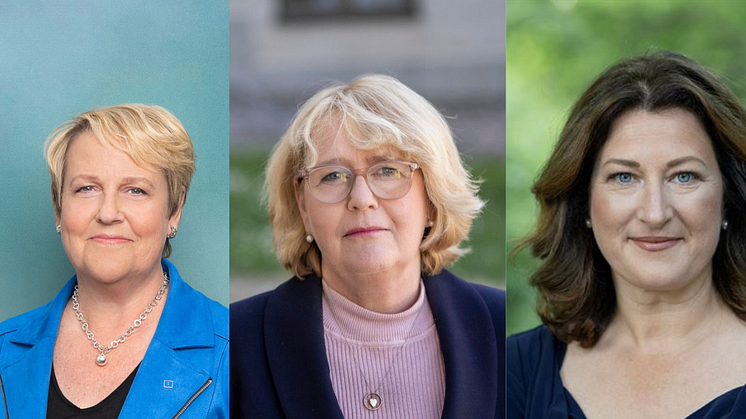 Désirée Pethrus (KD), Irene Svenonius (M), Amelie Tarschys Ingre (L)