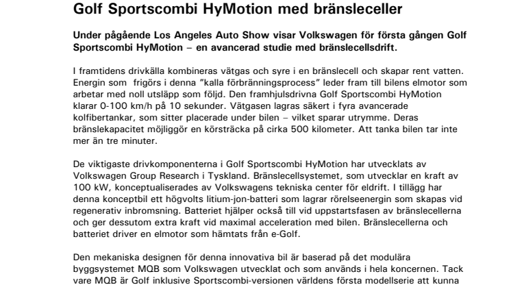 Golf Sportscombi HyMotion med bränsleceller