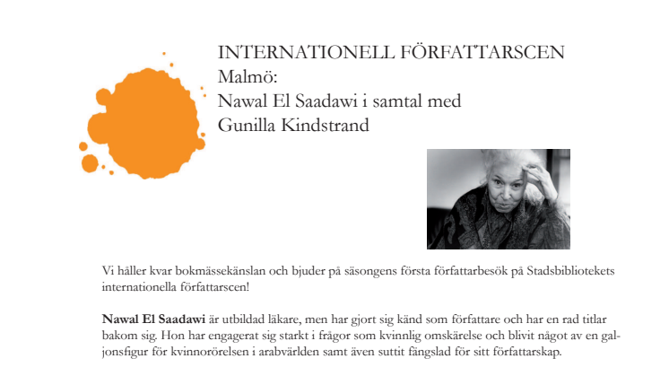 INTERNATIONELL FÖRFATTARSCEN: Nawal El Saadawi i samtal med Gunilla Kindstrand