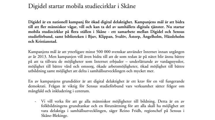 Digidel startar mobila studiecirklar i Skåne