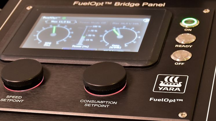 FuelOpt's bridge panel offers direct control of key operational parameters - vessel speed, fuel consumption, and propulsive power - as defined by crew.