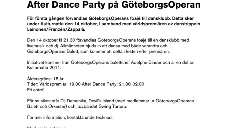 After Dance Party på GöteborgsOperan