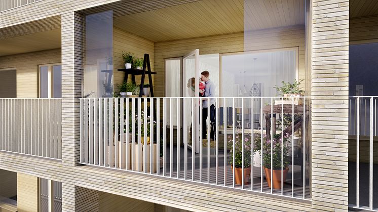 Generösa balkonger som kan glasas in och användas för stadsodling
