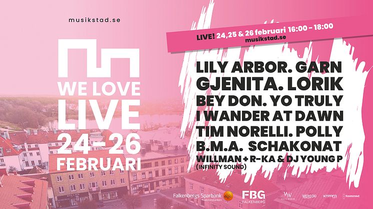 12 artister bokade till online-eventet ”Musikstad Falkenberg” den 24-26 februari!