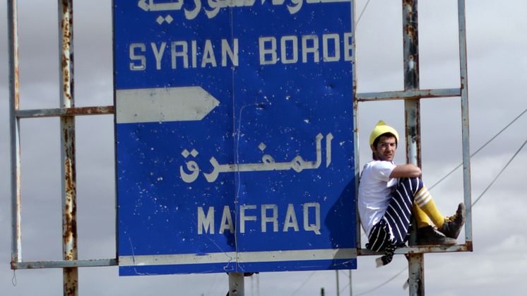 Clowner utan Gränser i Jordanien, vid Syriens gräns 2013. Foto Tomas Blideman