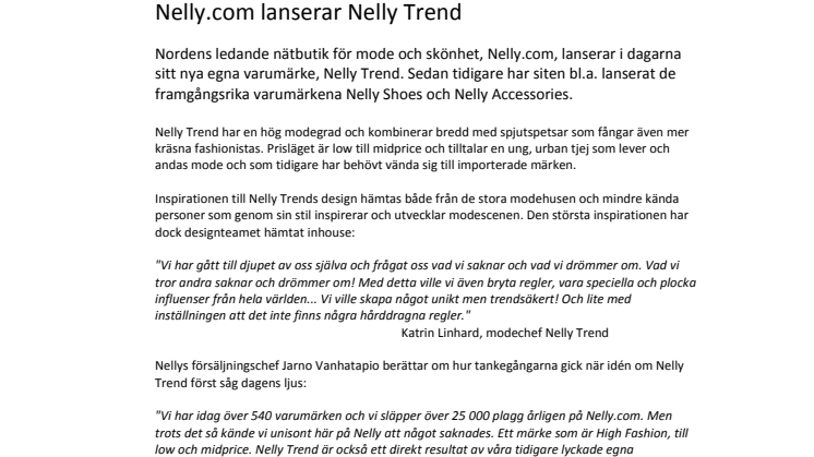 Nelly.com lanserar Nelly Trend