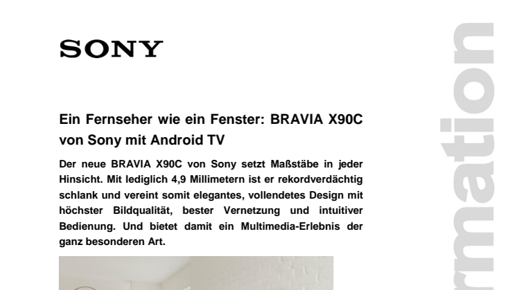 Ein Fernseher wie ein Fenster: BRAVIA X90C von Sony mit Android TV