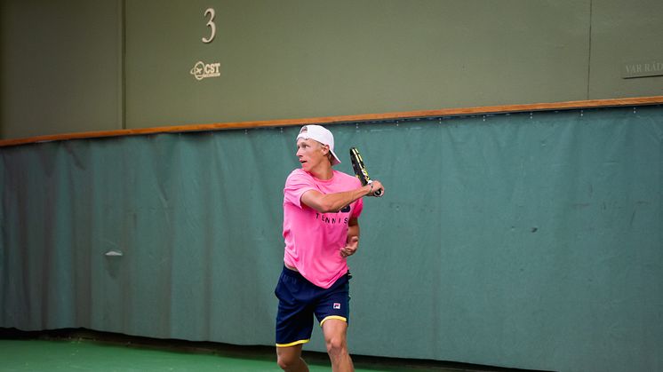 Leo Borg på Kungl. Tennishallen inför Stockholm Open 2022