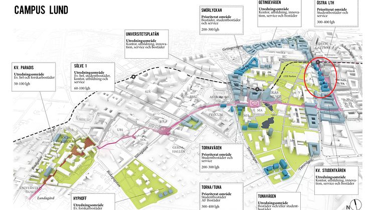 Placering studentbostäder Röda Stråket, Lund