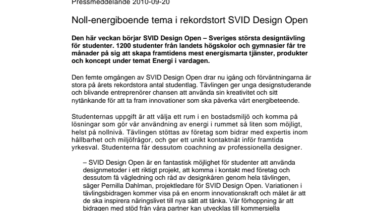 Noll-energiboende tema i rekordstort SVID Design Open 