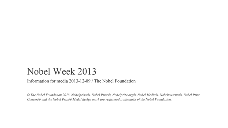 Nobel Week 2013 - Detailed information (PDF)   